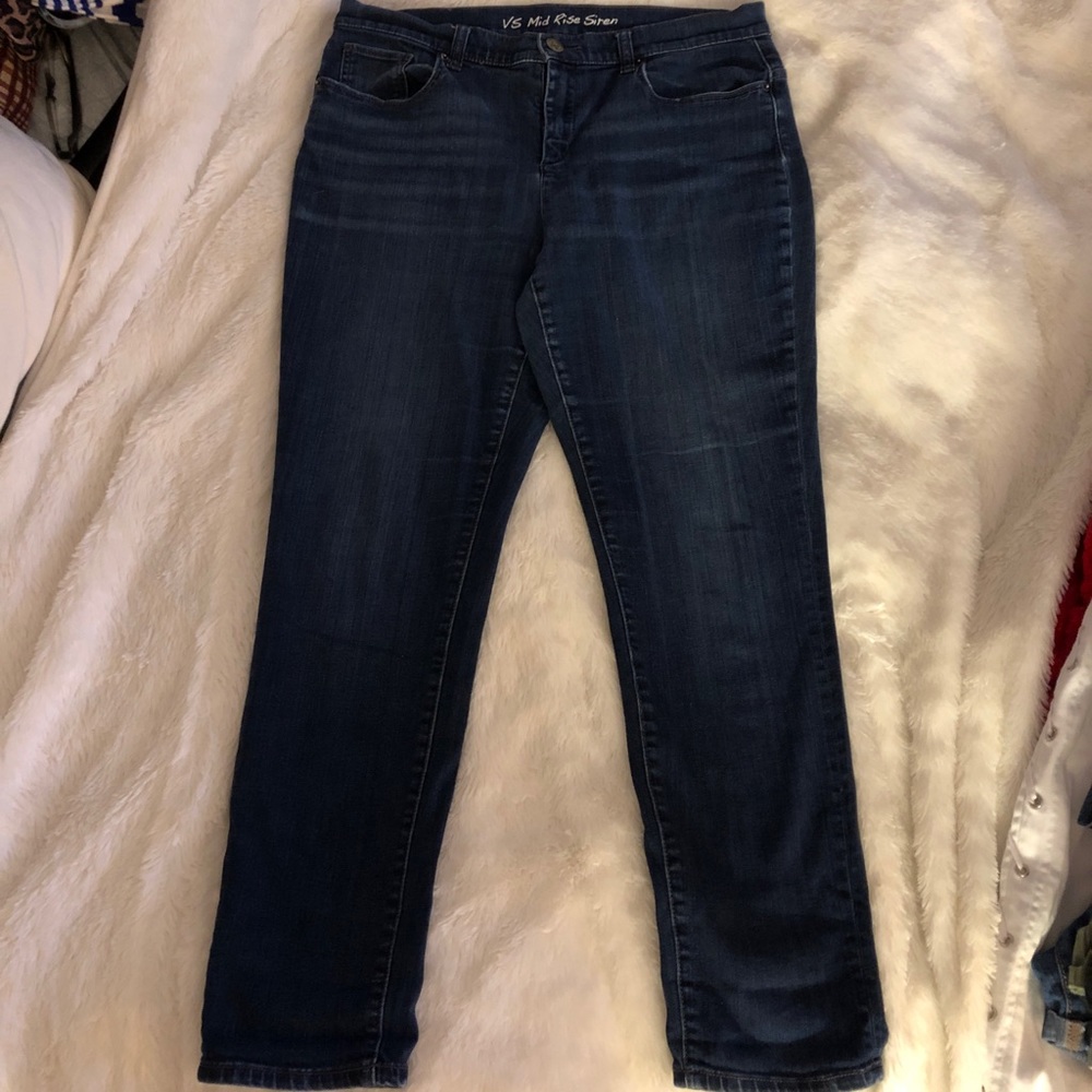 Victoria’s Secret Mid Rise skinny jeans, dark wash
